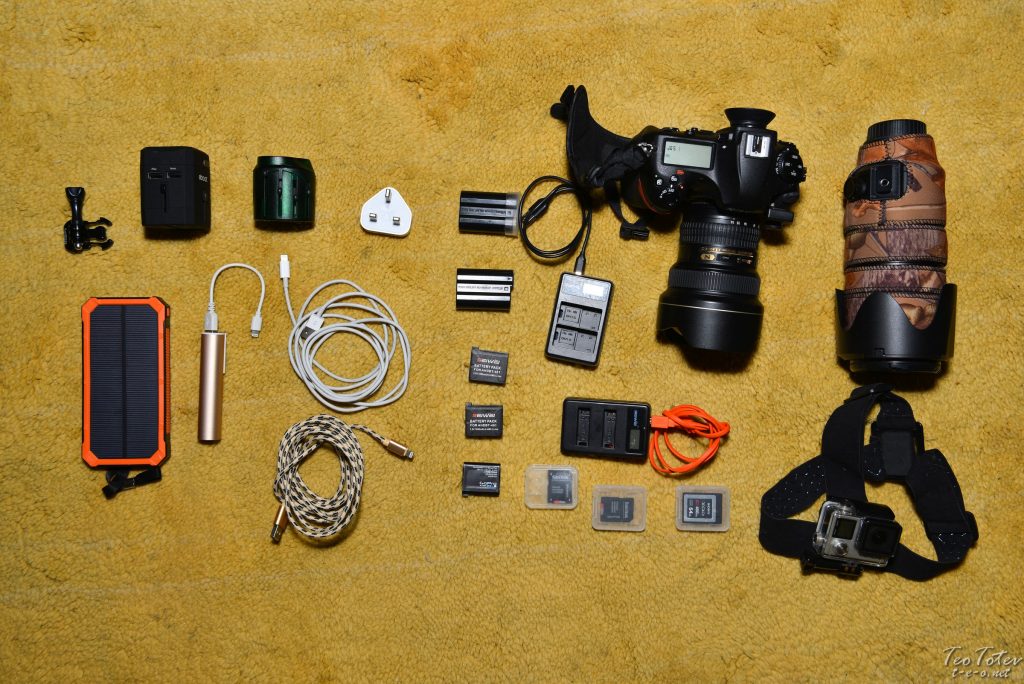 Travel Photogrpaher Minimum Travel Kit - Nikon D850, Nikkor 14-24mm, Nikkor 70-200mm f2.8, GoPro Hero4 silver, Power Banks Adapters and Batteries