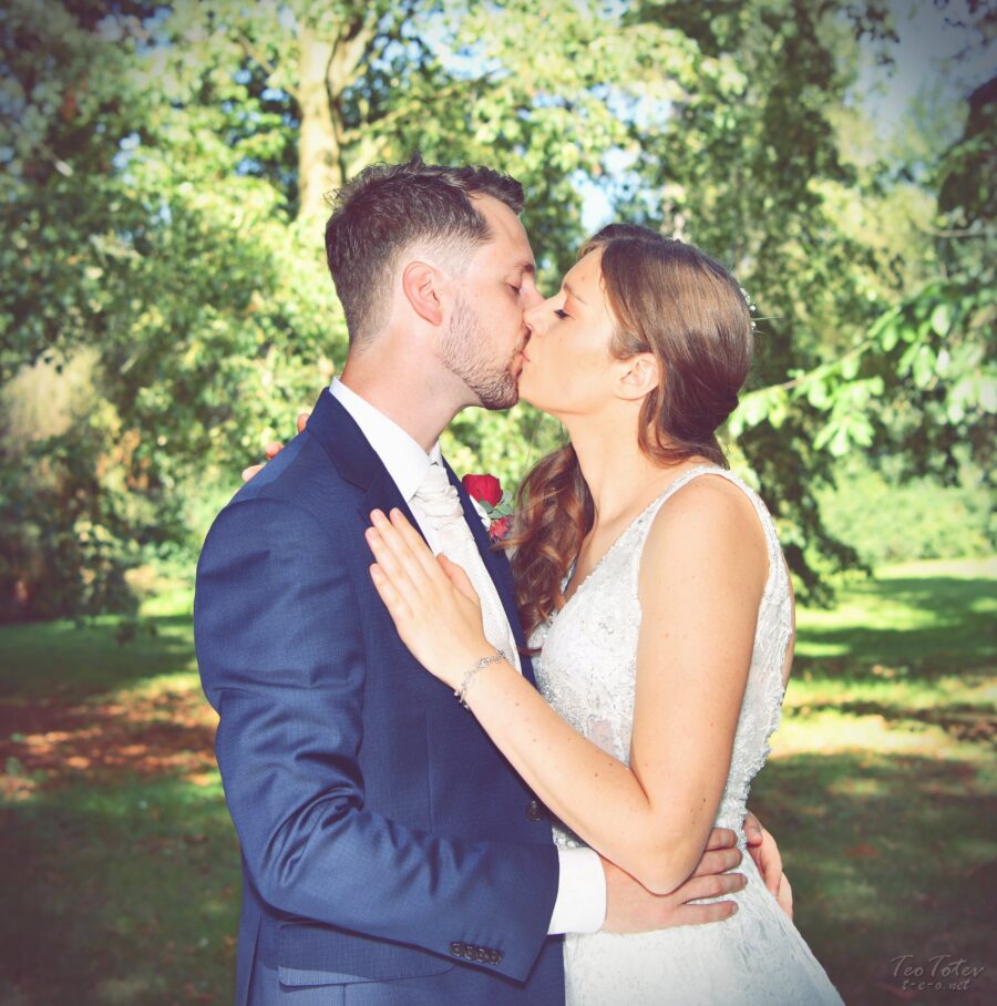 Bride and Groom kiss