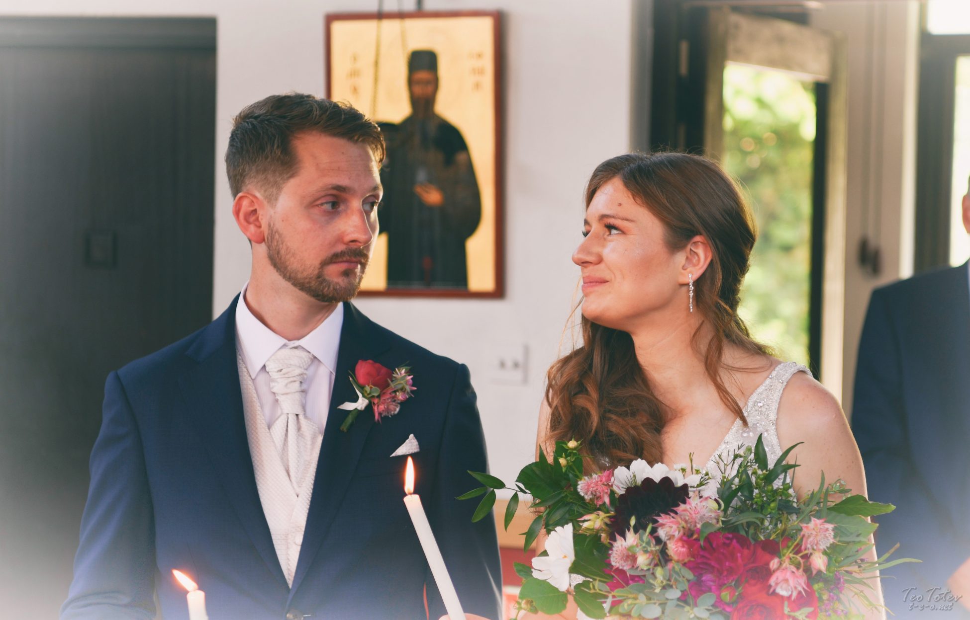 Bride and Groom with candles