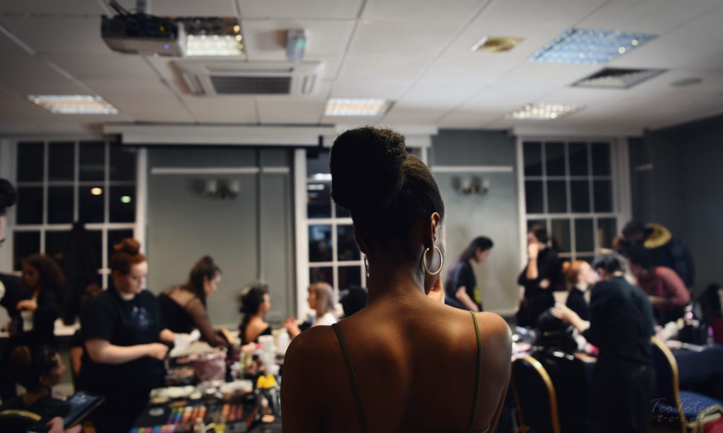 Model in dressing room