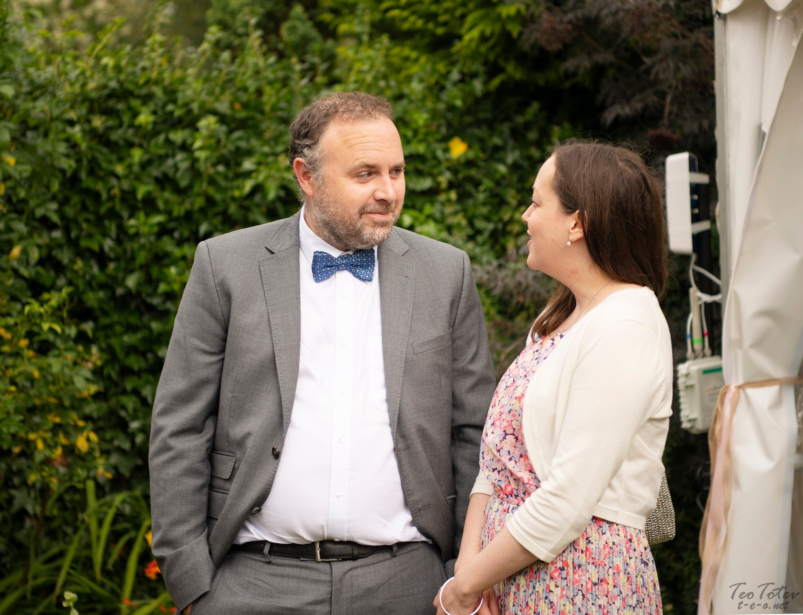 Guests talking at Jewish wedding