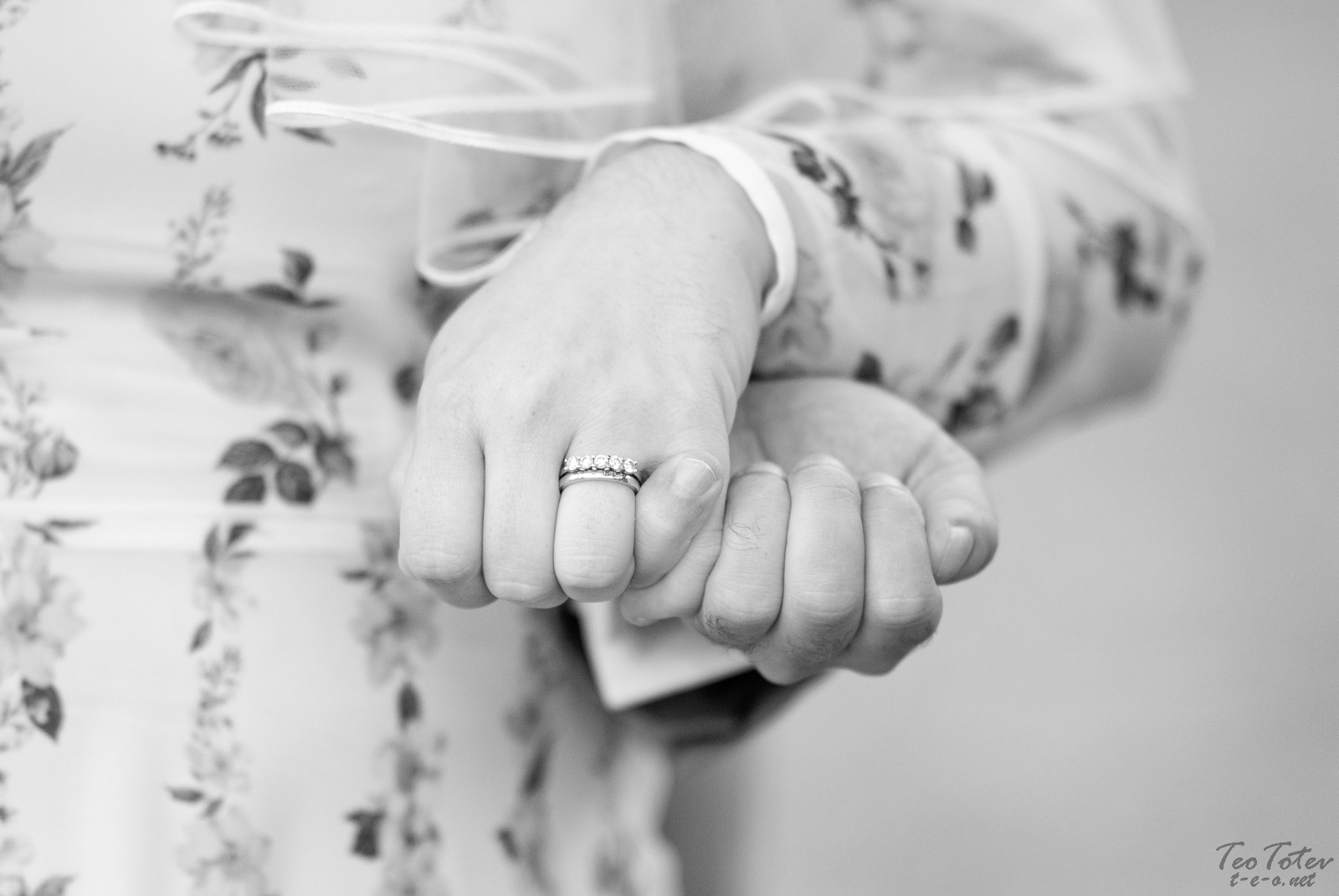 Wedding Diamond Ring Photography in BW